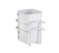 Wenko 22823100 bicchiere per spazzolino da denti "Classic Plus in Acciaio Inox/PP, Bianco, 8 x 10 x 11 cm