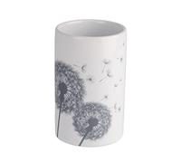 Wenko 22830100 Astera bicchiere per spazzolino in ceramica, Bianco/Grigio 7 x 7 x 11 cm
