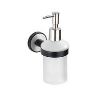 Wenko 25010100 Dispenser di Sapone Udine in Vetro Satinato, Nero Opaco