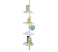 WENKO Angoliera telescopica per la doccia Compact bianco - 4 ripiani, 4 ganci, alluminio, plastica, Alluminio, 26 x 78-275 x 19.5 cm, Bianco