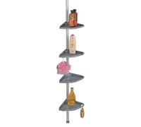 Wenko 3201824100 Angoliera Telescopica per la Doccia Compact Argentea, 4 Ripiani, 4 Ganci, Alluminio, Plastica, 19,5 x 78-275 x 26 cm, Argento