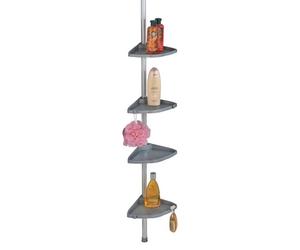 Wenko 3201824100 Angoliera Telescopica per la Doccia Compact Argentea, 4 Ripiani, 4 Ganci, Alluminio, Plastica, 19,5 x 78-275 x 26 cm, Argento