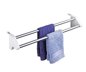 Wenko 3703100 Stendibiancheria per Radiatore Twin, Alluminio, Materiale Plastico, 57 cm, Alluminio/Bianco