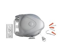 Wenko 3726400100 Filo per Bucato Bath, Lunghezza Asciugatura 15 M, Materiale Plastico, Polietilene, Acciaio, 6 x 18,5 x 18 cm, Grigio