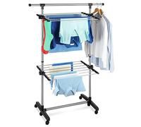 Wenko 377307500 - Stendibiancheria salvaspazio in acciaio INOX, 77-120 x 143 x 56 cm, colore: Argento opaco