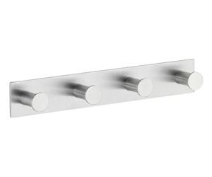 WENKO 4466590100 gancio Strip Celano Quadro - 4 ganci, autoadesivo, Acciaio inossidabile, 25.5 x 4 x 3.3 cm, Opaco