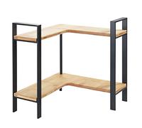 Wenko 53028100, Mensola angolare da cucina Lou, telaio in metallo, mensole in bambù, nero, 30 x 33 x 30 cm