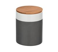 Wenko 54091100 - Scatola portaoggetti Malta con coperchio in bambù, capacità: 0,95 l, ceramica, 11 x 14,5 x 11 cm, colore: Grigio/Bianco