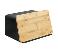 Wenko 54098100, Portapane con vassoio in bambù, colore nero, fori di ventilazione per una circolazione ottimale dell'aria, 35 x 20,5 x 26,5 cm