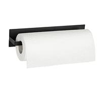 Wenko 55013100 Portarotolo di carta magnetico Ima,supporto per il rotolo da cucina in metallo verniciato a polvere nero,fissaggio senza perforare mediante magnete o striscia adesiva inclusa,30x6,5x6cm