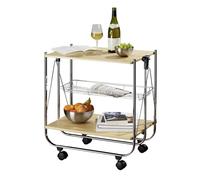 Wenko 713001500 Carrello cucina e portavivande Dinett Acero - pieghevole, MDF (Pannello fibra di legno pressato), 68 x 70 x 40.6 cm, Beige
