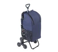 Wenko 84601500 - Trolley per la spesa con sedile, sistema a tre ruote, capacità 35 l, alluminio, 36,5 x 103 x 65 cm, colore: Argento opaco
