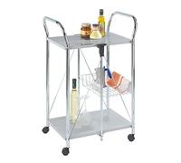 Wenko 900060100 Carrello Cucina e Portavivande Sunny Argento, Pieghevole, Pannello Fibra di Legno Pressato, Metallo, 44 x 90,5 x 56,5 cm, Argento/Cromo