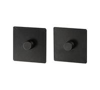 WENKO Adattatore Turbo-Loc® quadrato nero - Set di 2 pezzi, dischetti adesivi, fissaggio senza l'uso del trapano, Metallo verniciato, 6.3 x 1.4 x 6.3 cm, Nero