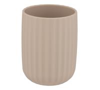 Wenko Bicchiere porta spazzolini Agropoli beige per spazzolino e dentifricio in plastica di qualità, modellatura plastica e strutturata, senza bisfenolo A, 7,5 x 10 cm