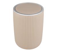 WENKO Secchio con coperchio oscillante Agropoli L beige, 5,5 litri, secchio per bagno con coperchio, pattumiera in plastica di qualità, modellatura plastica e superficie strutturata, Ø 19 x 27 cm
