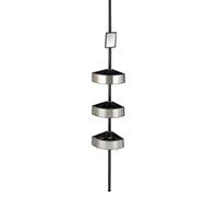 WENKO Angoliera telescopica per doccia Premium Big Black - Porta oggetti telescopico per il bagno, porta oggetti da doccia, regolabile in altezza, con 3 ripiani e specchio, Alluminio, 27.5 x 70-260 x 20 cm, Satinato