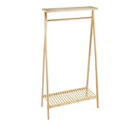 WENKO Appendiabiti da pavimento Lanai, in bambù di alta qualità, con asta appendiabiti e 2 ripiani per scarpe e borse, ideale per guardaroba e camera da letto, 88 x 170 x 42 cm