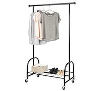Wenko Appendiabiti professionale nero, per riporre vestiti, ventilazione e trasporto, 4 ruote e ripiani, in metallo verniciato a polvere, 121 x 185 x 52 cm, portata fino a 100 kg