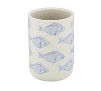 Wenko Denti Aquamarin, portaspazzolino e dentifricio, Ceramica, Beige/Blu, 8 x 11 x 8 cm