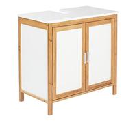 WENKO Armadio sotto lavabo Finja, scaffale sotto lavabo in stile Scandi Chic, con ripiano intermedio, 2 ante con chiusura magnetica, in pregiato bambù ecosostenibile abbinato a MDF, 65 x 60 x 33 cm