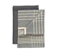 Wenko Asciugamano da tè MOD. Tito Set 2 Strofinacci Cucina Cotone Altamente assorbenti e Asciugatura Rapida Design Waffle Righe Elegante Grigio 45x65 cm
