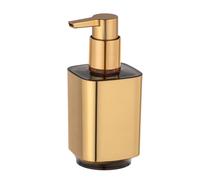 WENKO Dispenser sapone Auron Oro, dosatore di sapone riempibile per sapone liquido e lozione, in pregiata plastica con superficie cangiante color oro, 7 x 16,5 x 8 cm, capienza 300 ml