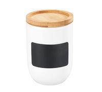 WENKO Barattolo portaspezie Waia, barattolo di ceramica con coperchio di bambù e anello in silicone, ermetico e salva aroma, etichetta personalizzabile, capacità 100 ml, (L/P x A): ∅ 6 x 9 cm, bianco