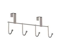 WENKO Barra con 4 ganci - 4 ganci, Metallo cromato, 24 x 10 x 6 cm, Argento lucido