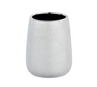 Wenko Bicchiere da denti Glimma, Ceramica, Ø 8, 5 x 10, 5 cm, argento, 8, 5 x 10, 5 x 8, 5 cm
