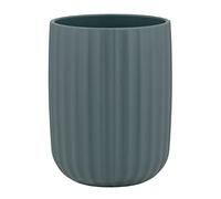 Wenko Bicchiere porta spazzolini Agropoli verde scuro per spazzolino e dentifricio in plastica di qualità, modellatura plastica e strutturata, senza bisfenolo A, 7,5 x 10 cm
