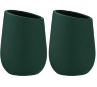 WENKO Bicchiere porta spazzolini Badi per spazzolini in ceramica di qualità e superficie opaca, bicchiere per spazzolino e dentifricio, ideale per bagno o WC di cortesia, Ø 8 x 11 cm, Verde scuro