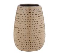 Wenko Bicchiere porta spazzolini Bellante in ceramica di qualità, smaltata con puntini, complemento da bagno per accessori della pulizia dei denti (L/P x A): Ø 8 x 12 cm, Sabbia