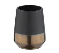 Wenko - Bicchiere porta spazzolini, Ceramica, Nero , 8 x 10 x 8 cm