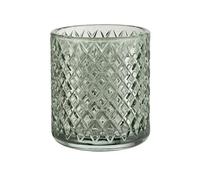 Wenko Bicchiere portaspazzolini Atessa menta in vetro con strutturata a piccoli rombi per strumenti per l’igiene dentale per stanza da bagno e WC ospiti, 7,5 x 10 cm