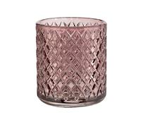 Wenko Bicchiere portaspazzolini Atessa rosa antico in vetro con strutturata a piccoli rombi per strumenti per l’igiene dentale per stanza da bagno e WC ospiti, 7,5 x 10 cm