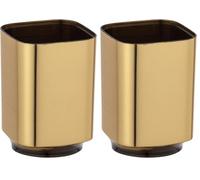Wenko Bicchiere portaspazzolini Auron Oro, pregiato bicchiere portaspazzolini per spazzolini da denti e dentifricio, in pregiata plastica con cangiante color Oro, 7 x 10 x 7 cm (Confezione da 2)