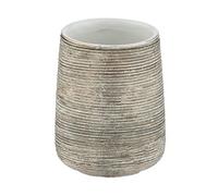 Wenko Bicchiere portaspazzolini Fedio, pregiato portaspazzolini per spazzolini e dentifricio in raffinata ceramica con inconfondibile superficie a rilievo color oro, dipinto a mano, diámetro 8 x 11 cm