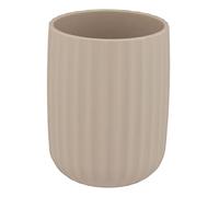 WENKO Bicchiere portaspazzolini, in plastica con design accattivante | portaspazzolini per spazzolino e dentifricio, superficie ruvida, Ø 7,5 x 10 cm, beige, Mod Agropoli