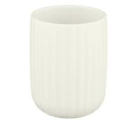 WENKO Bicchiere portaspazzolini, in plastica con superficie ruvida | portaspazzolini per spazzolino e dentifricio, Ø 7,5 x 10 cm, bianco crema, Mod Agropoli