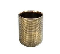 WENKO Bicchiere portaspazzolini Rivara, pregiato portaspazzolini per spazzolini e dentifricio, in raffinata ceramica, dipinto a mano, Ø 7,5 x 9,5 cm, colore oro