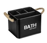 Wenko Box da bagno Gara con 4 scomparti - Contenitore portaoggetti, cestino da bagno Capacità: 2.37 l, Acciaio, 19 x 12.5 x 13 cm, Nero