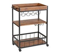 Wenko Carrello cucina Rustico - Carrello da portata, carrello portavivande, Metallo laccato, 80 x 89.5 x 40 cm, Nero