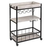 WENKO Carrello da cucina Rustico cemento/nero - Carrello di servizio, carrello laterale, Metallo laccato, 80 x 89.5 x 40 cm, Nero