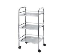 WENKO Carrello per il bagno e la casa Exclusive - scaffale mobile, 3 ripiani, Acciaio, 41 x 75 x 32 cm, Cromo