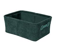 Wenko Cesta da bagno Anela in design a corda per riporre e mettere in ordine strumenti e accessori da bagno, 100% poliestere, maniglia in pelle artificiale, 27,6 x 12 x 20 cm, verde scuro