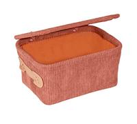Wenko Cesta della biancheria Anela con coperchio in design a corda 100% poliestere con impugnatura in similpelle per riporre strumenti e accessori da bagno, 19 x 10 x 14 cm, rosa antico