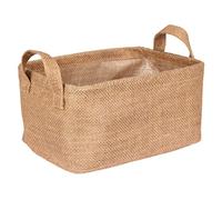 WENKO Cestello portaoggetti Juna M, cestello decorativo per riporre in modo ordinato accessori , con due pratici manici, materiale esterno 100% iuta, 24 x 17 x 17 cm, marrone