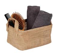 WENKO Cestello portaoggetti Juna S, cestello decorativo per riporre in modo ordinato accessori, con due pratici manici, materiale esterno 100% iuta, 20 x 15 x 15 cm, marrone