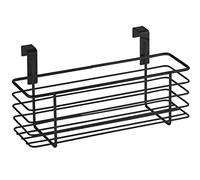 WENKO Cestello sospeso Slim, portaoggetti da appendere a un cassetto o allo sportello di un armadio, adatto a stanza da bagno e cucina, in metallo verniciato a polvere, 24 x 11,5 x 10 cm, nero